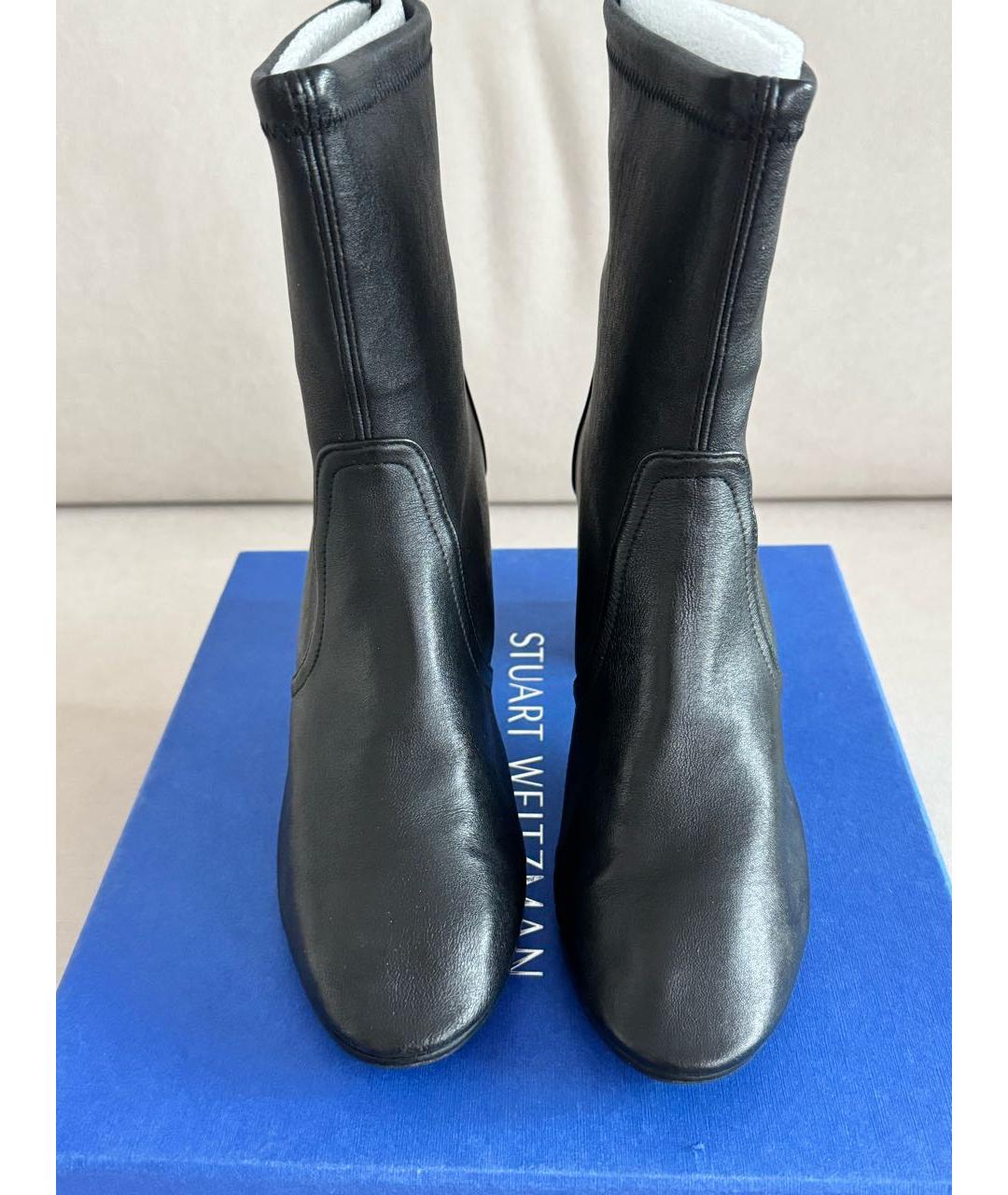 STUART WEITZMAN Черные кожаные ботильоны, фото 3