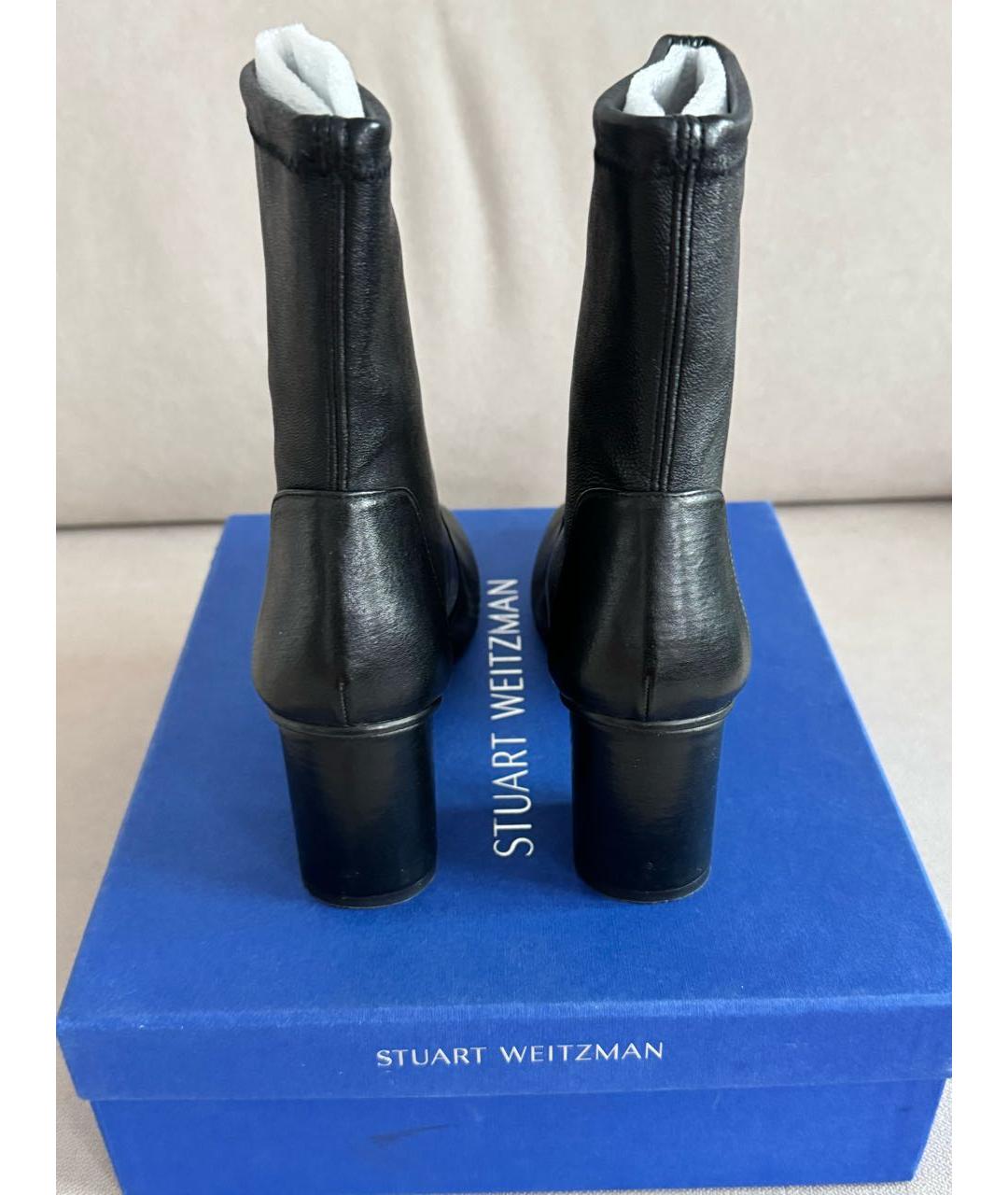 STUART WEITZMAN Черные кожаные ботильоны, фото 4