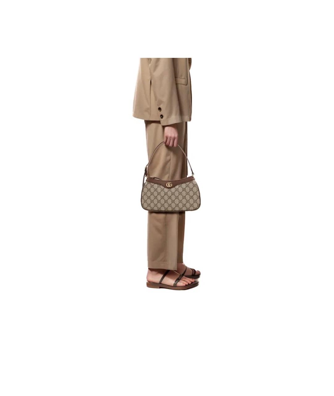 GUCCI Бежевая кожаная сумка с короткими ручками, фото 3