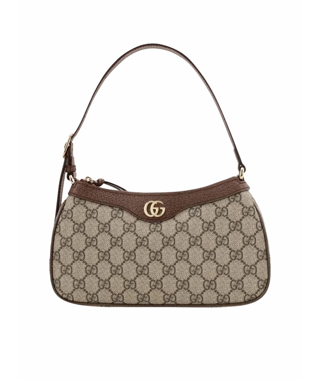 GUCCI Бежевая кожаная сумка с короткими ручками, фото 4