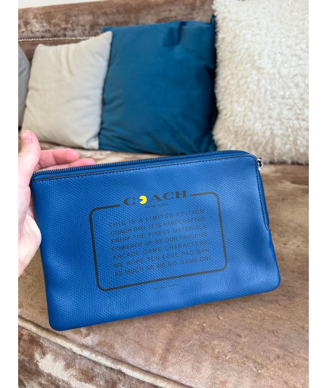 COACH Синяя кожаная сумка тоут, фото 5