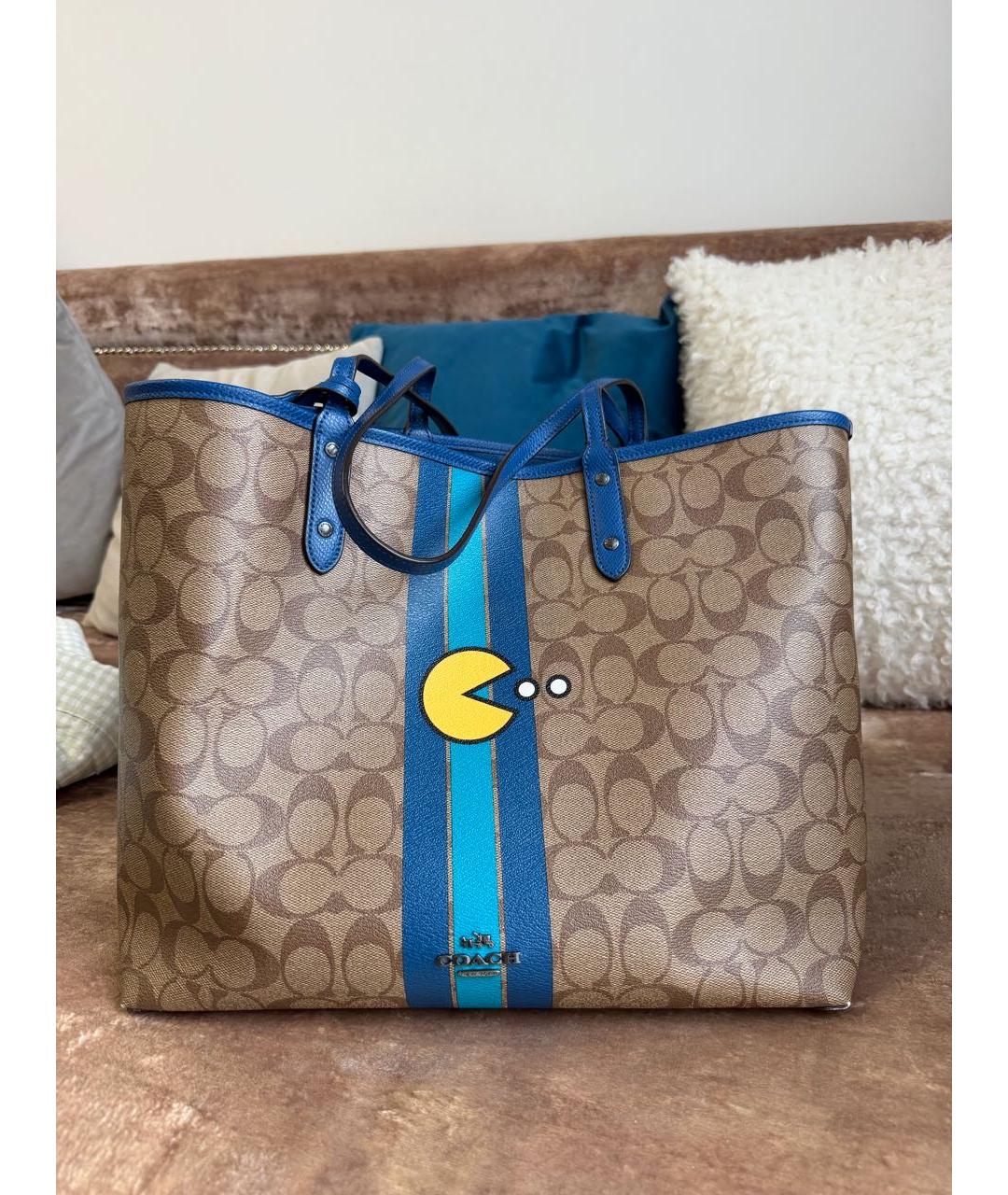 COACH Синяя кожаная сумка тоут, фото 9