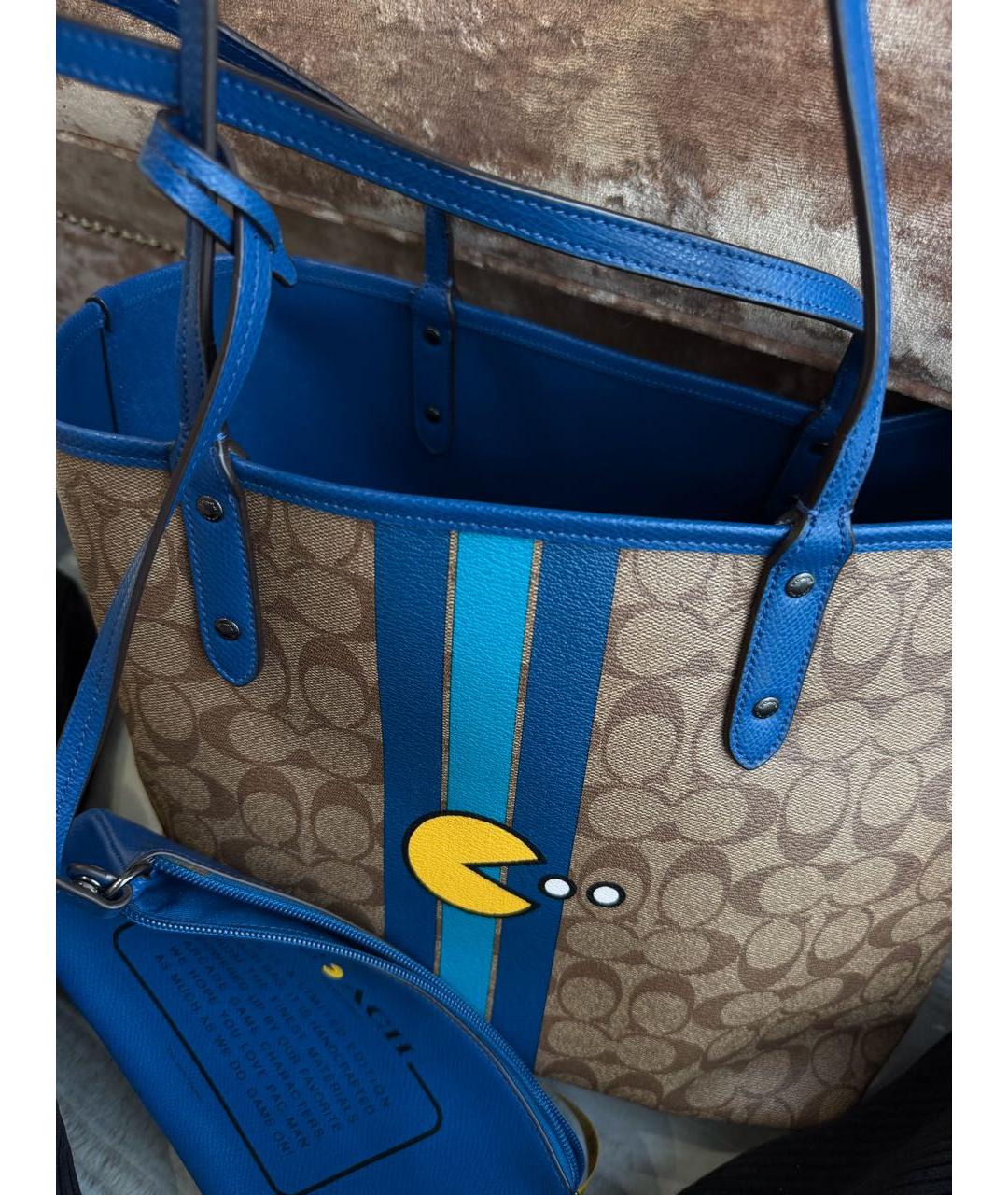 COACH Синяя кожаная сумка тоут, фото 8