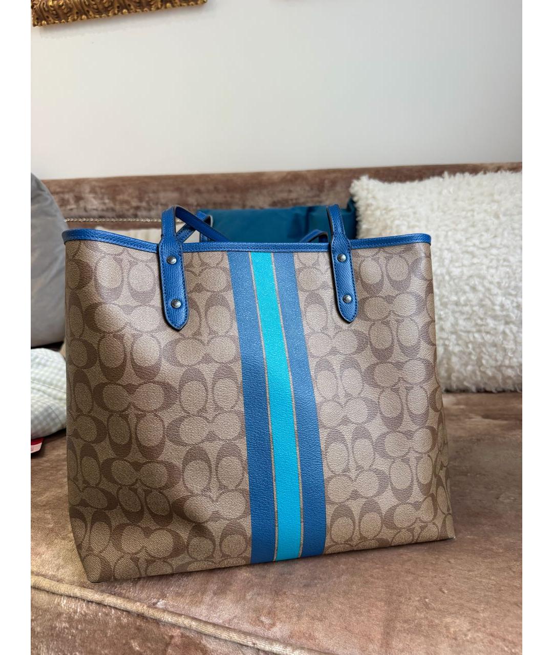 COACH Синяя кожаная сумка тоут, фото 3