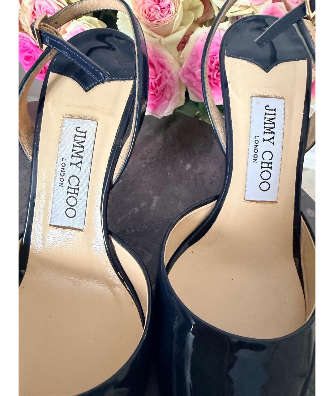 JIMMY CHOO Темно-синие туфли из лакированной кожи, фото 6