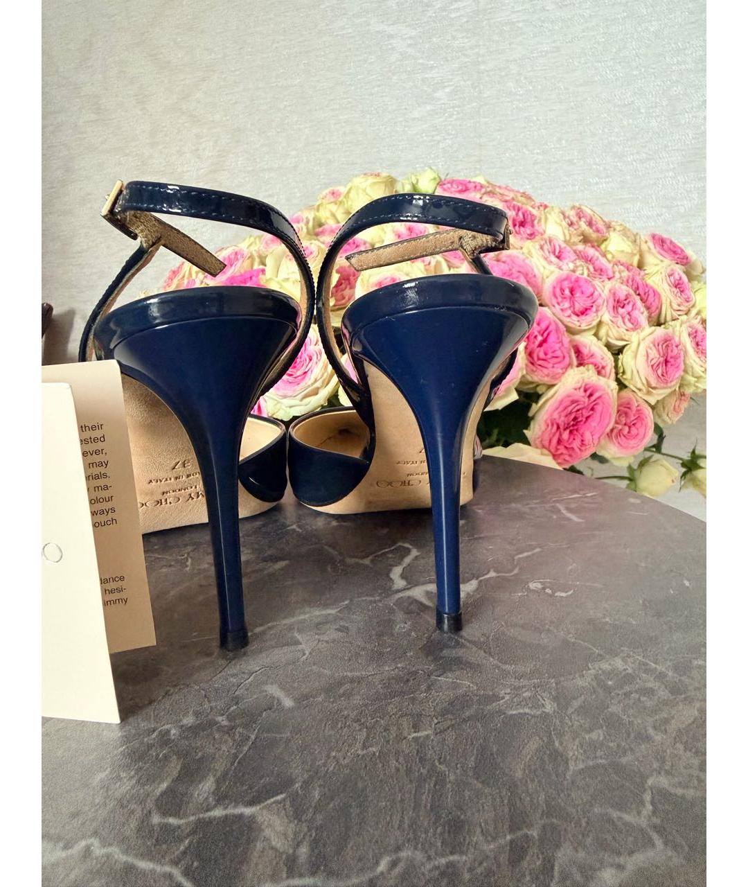 JIMMY CHOO Темно-синие туфли из лакированной кожи, фото 4