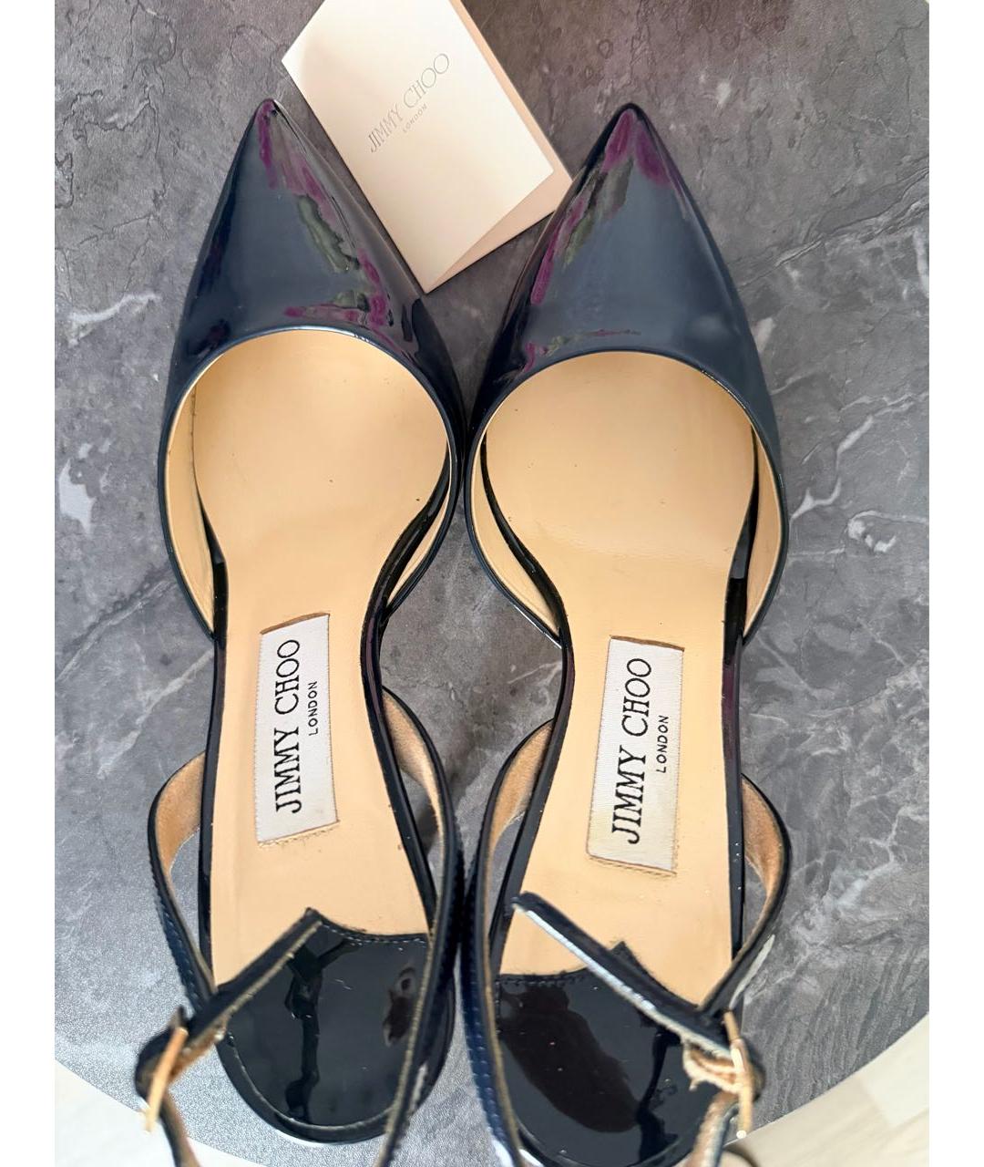 JIMMY CHOO Темно-синие туфли из лакированной кожи, фото 3