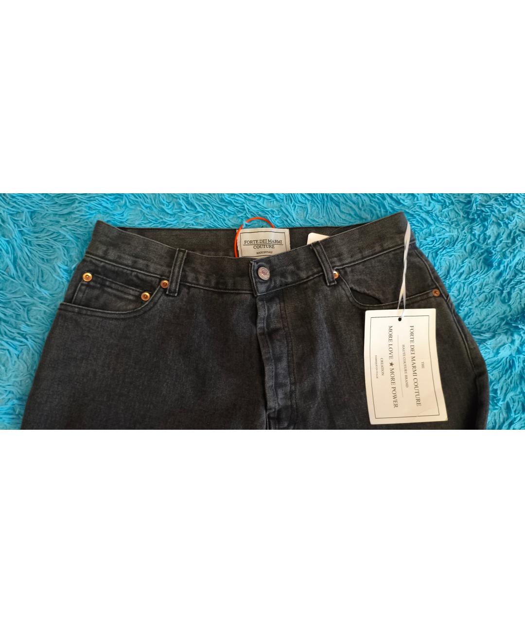 FORTE COUTURE Антрацитовые хлопковые прямые джинсы, фото 4