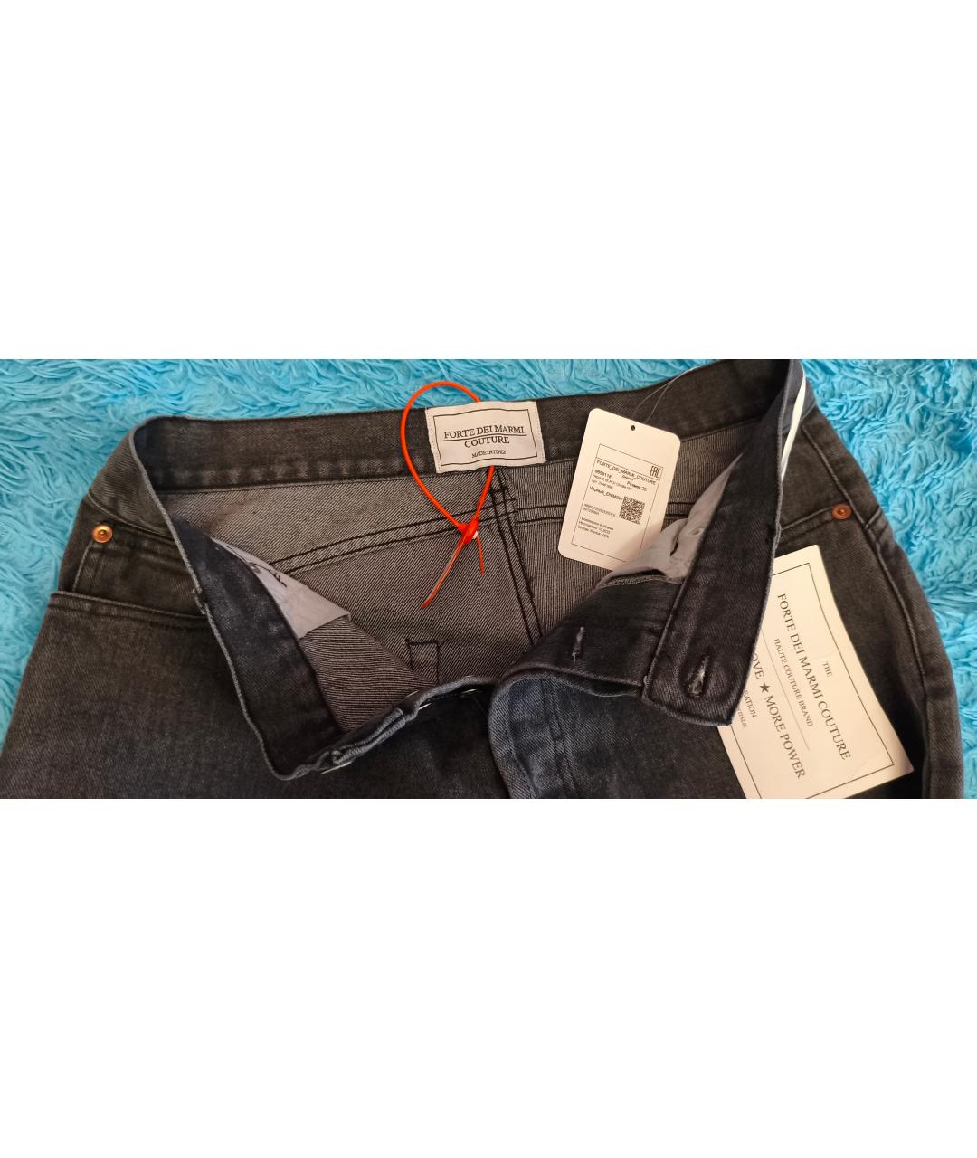 FORTE COUTURE Антрацитовые хлопковые прямые джинсы, фото 3