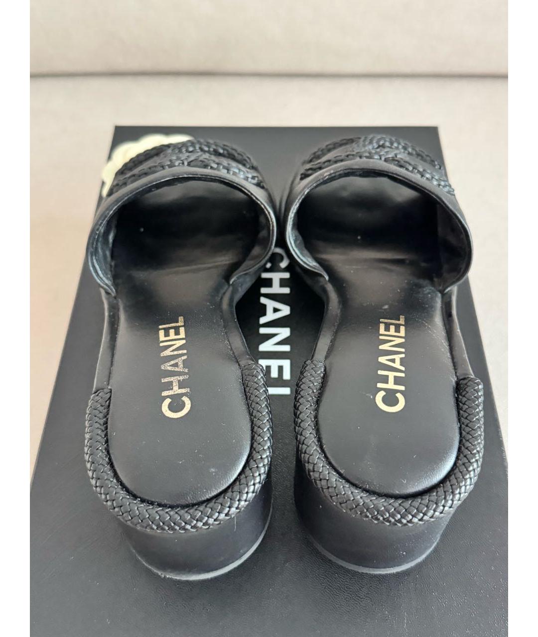 CHANEL Черные кожаные мюли, фото 5