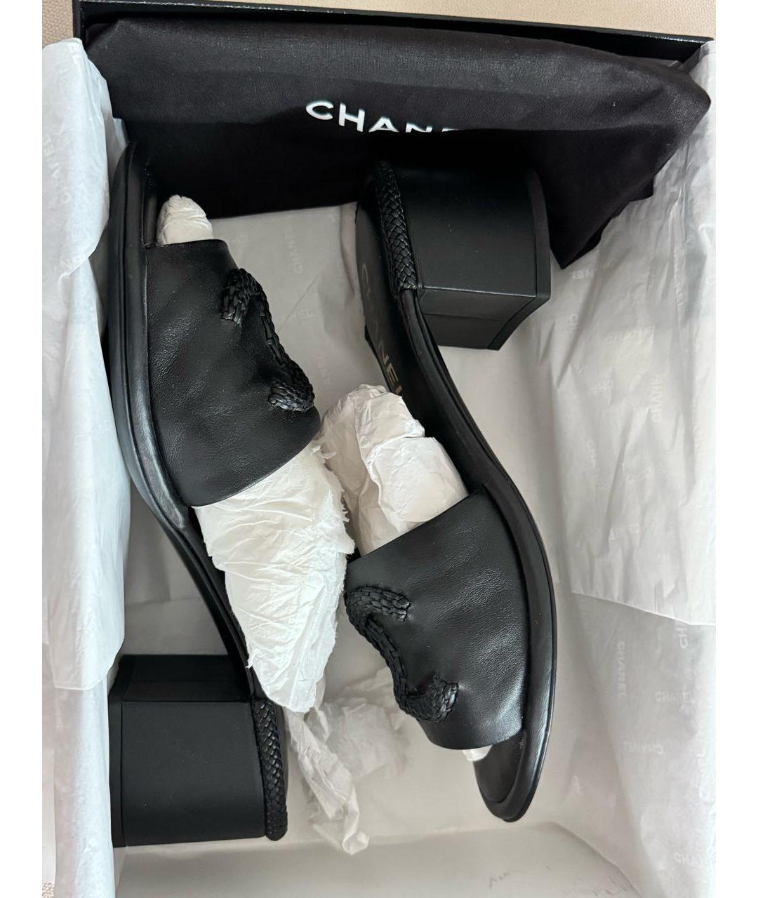 CHANEL Черные кожаные мюли, фото 7