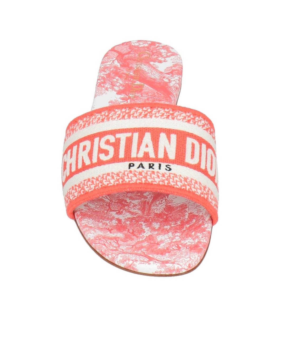 CHRISTIAN DIOR Коралловые текстильные шлепанцы, фото 3