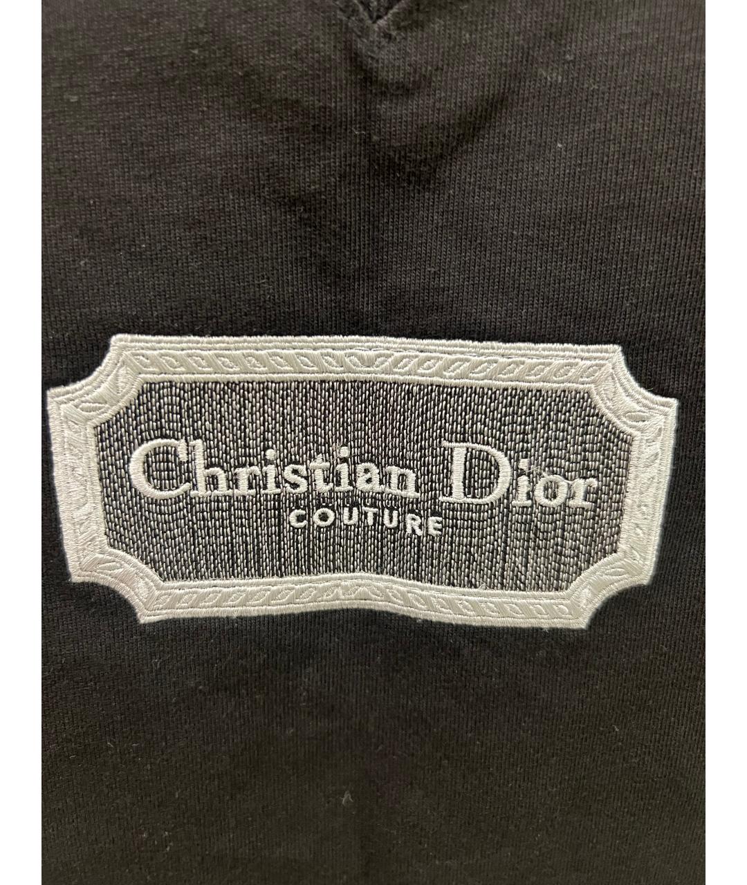 CHRISTIAN DIOR Черная хлопковая футболка, фото 2