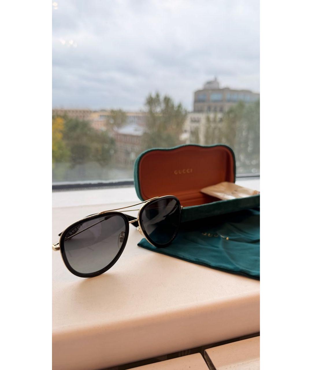 GUCCI Черные металлические солнцезащитные очки, фото 5