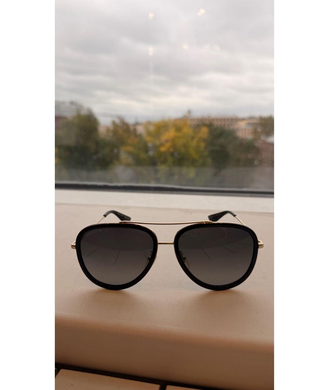 GUCCI Черные металлические солнцезащитные очки, фото 9
