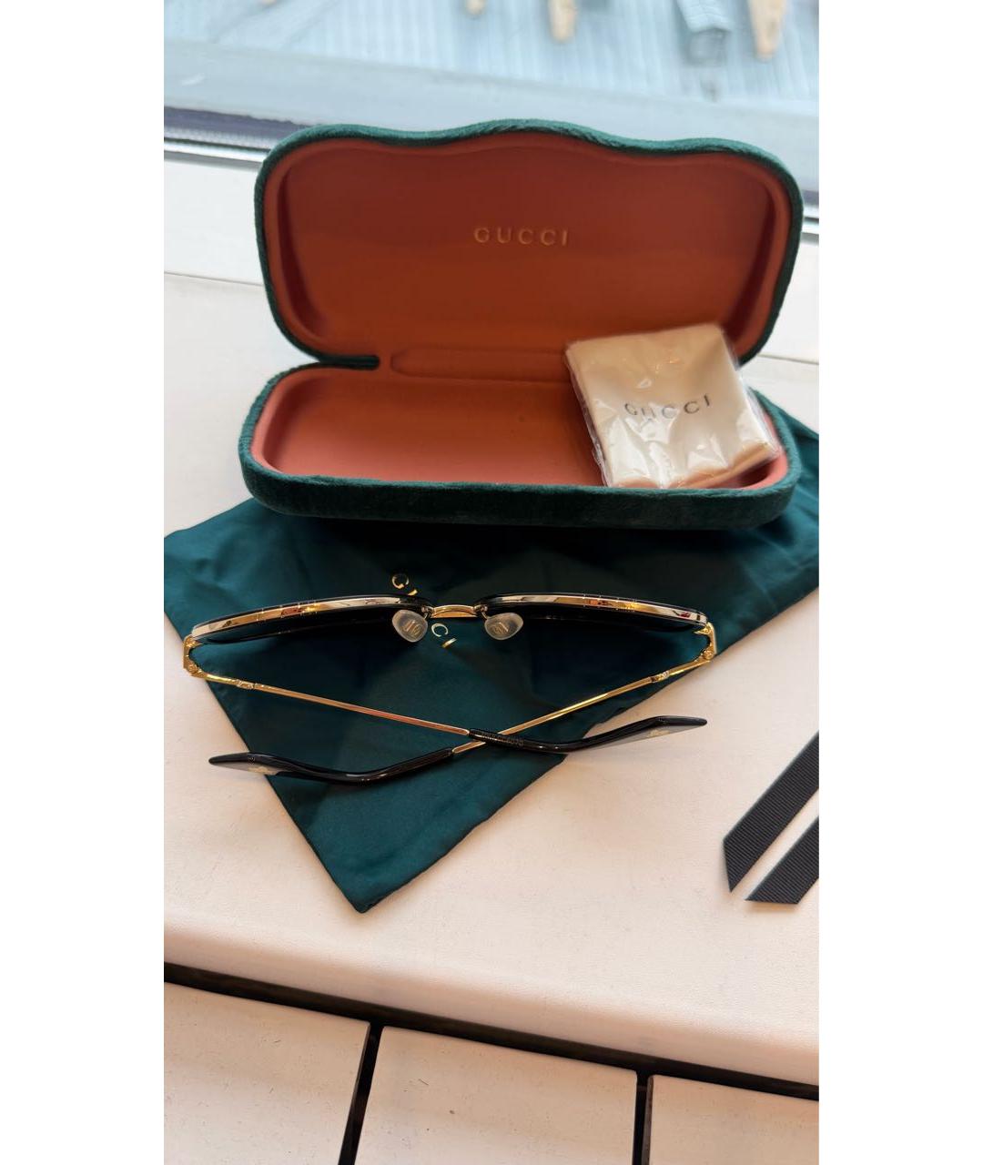GUCCI Черные металлические солнцезащитные очки, фото 6