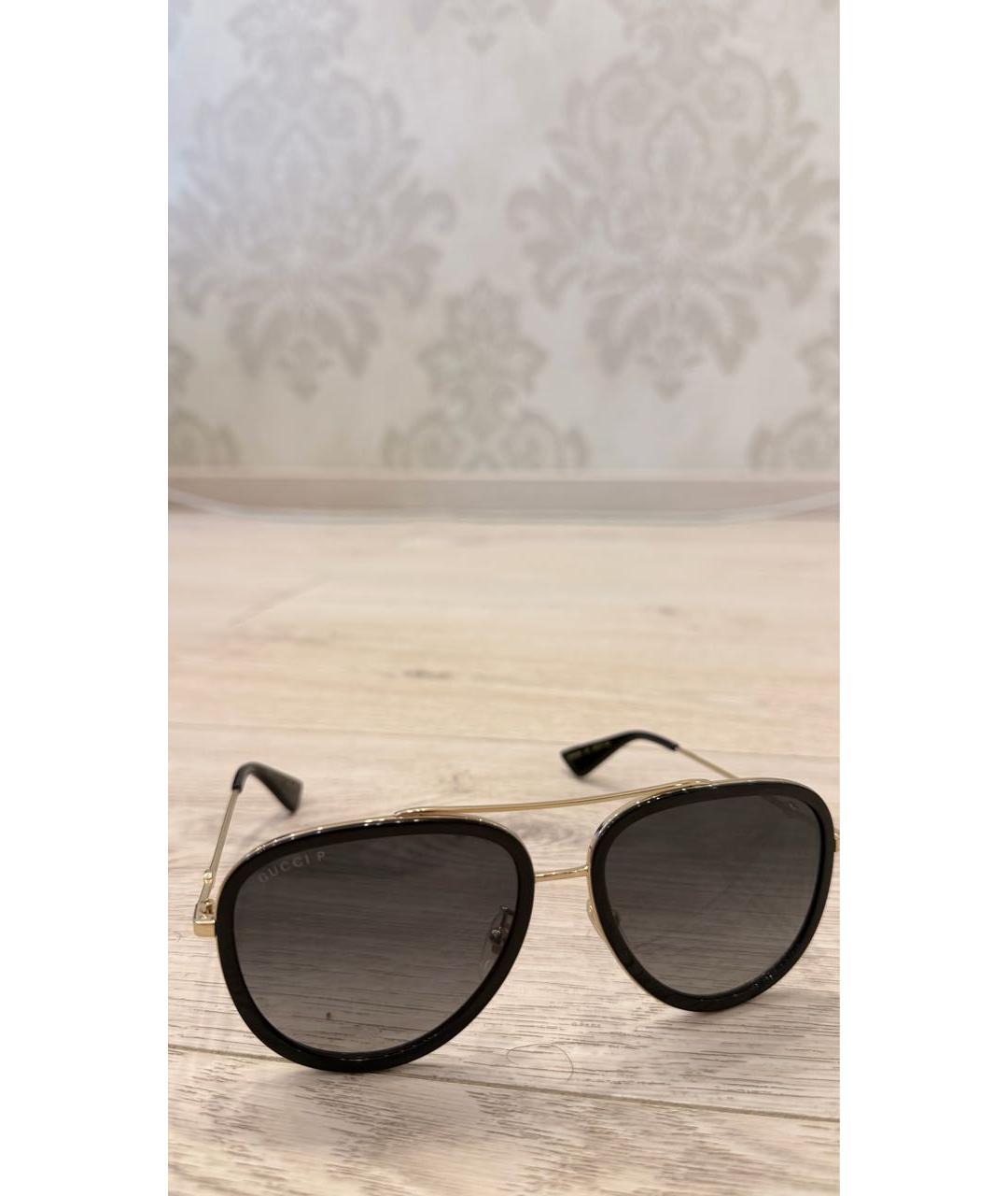GUCCI Черные металлические солнцезащитные очки, фото 3