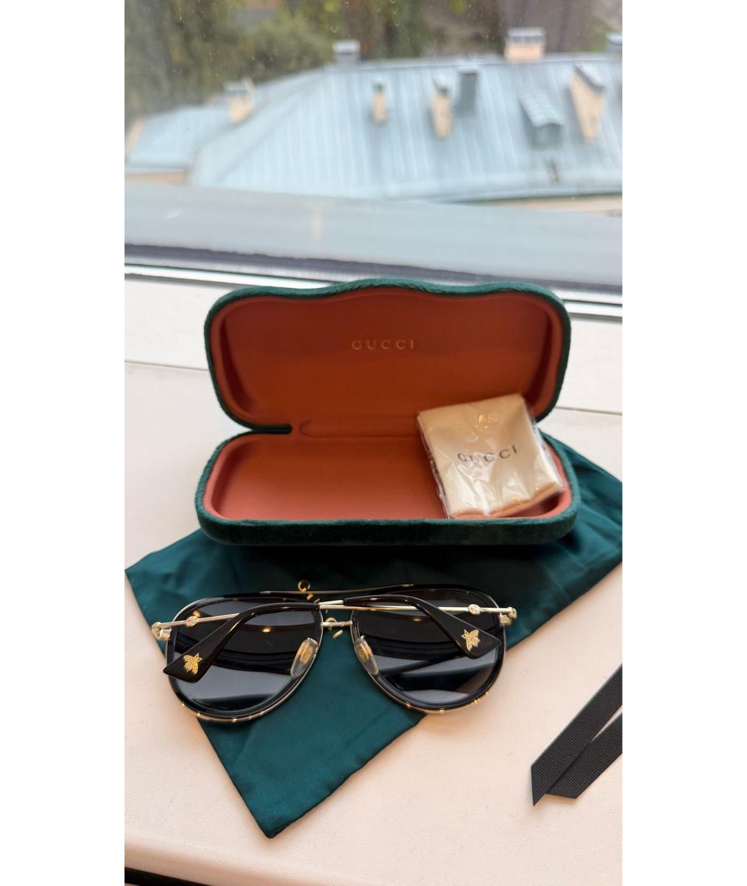 GUCCI Черные металлические солнцезащитные очки, фото 8