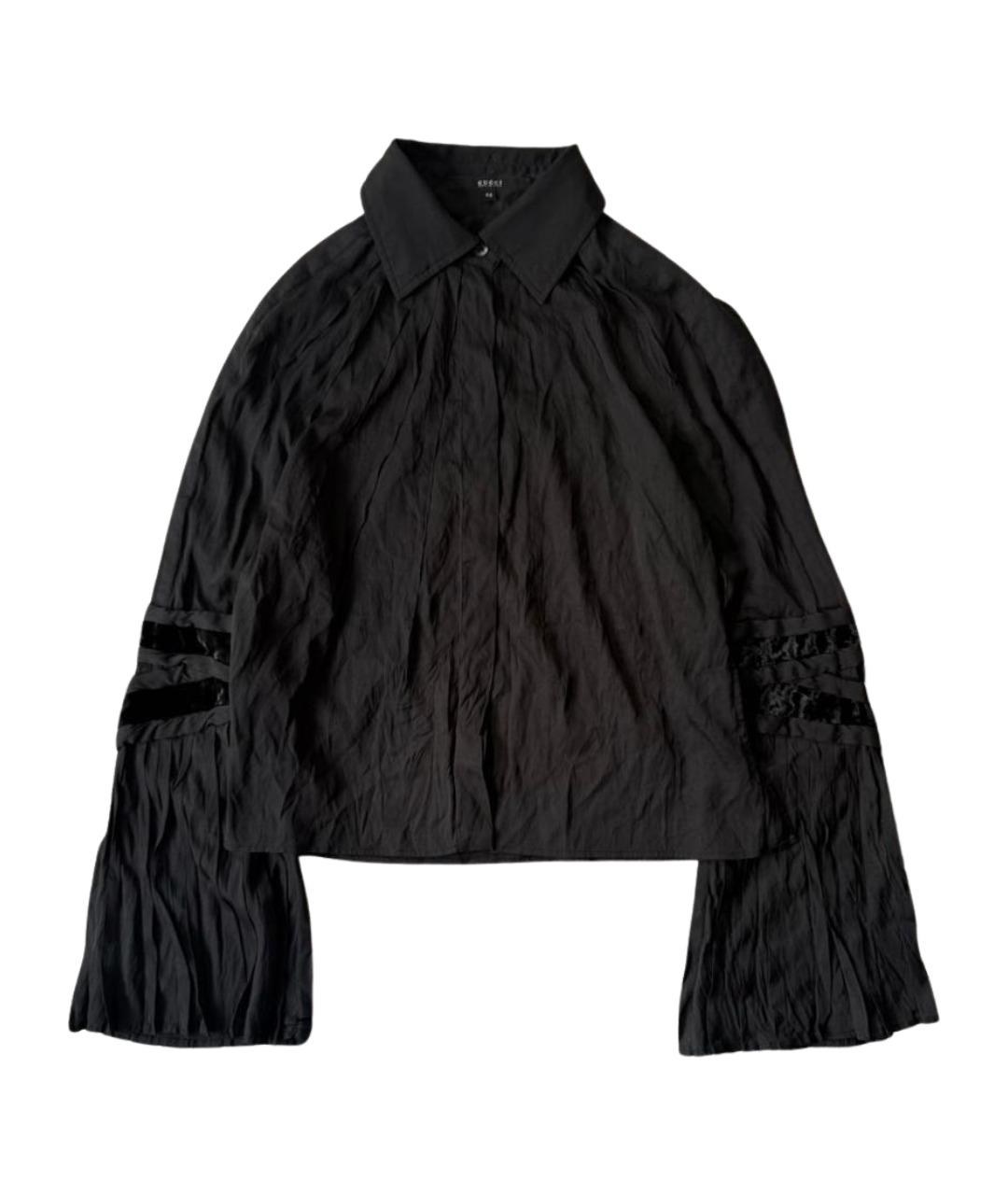 GUCCI Черная шелковая блузы, фото 1