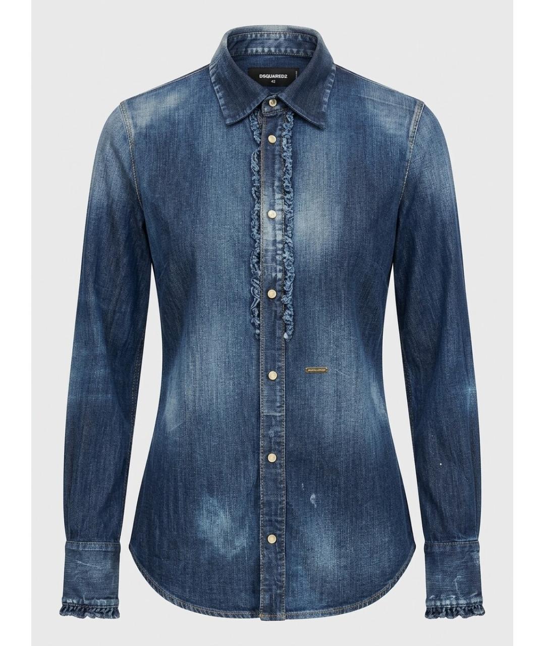 DSQUARED2 Синяя хлопковая рубашка, фото 10