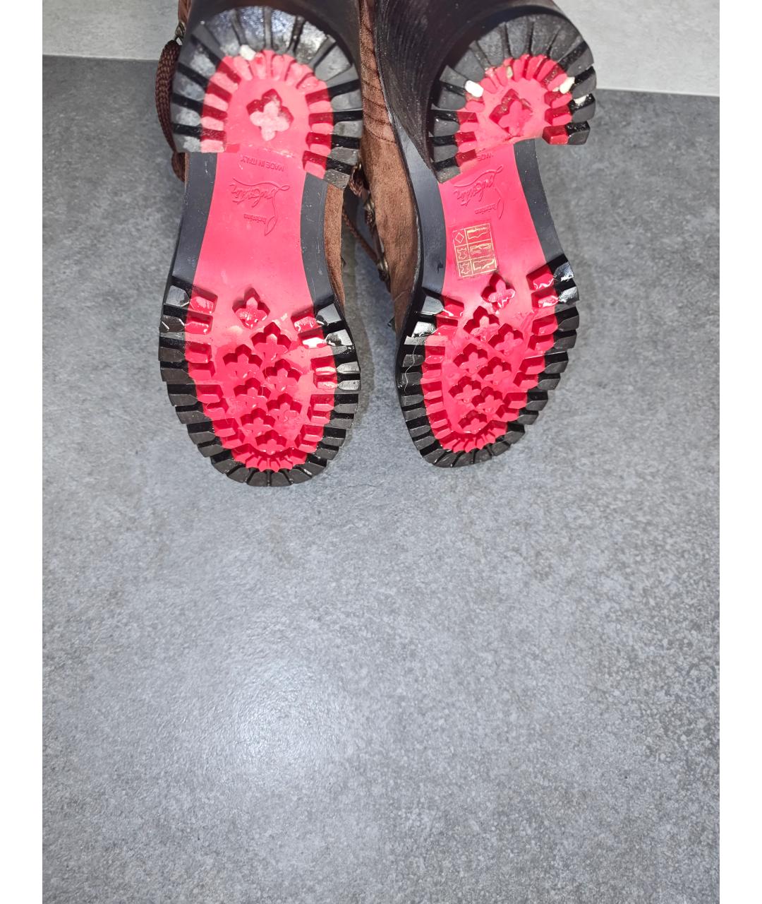 CHRISTIAN LOUBOUTIN Коричневые замшевые ботинки, фото 5
