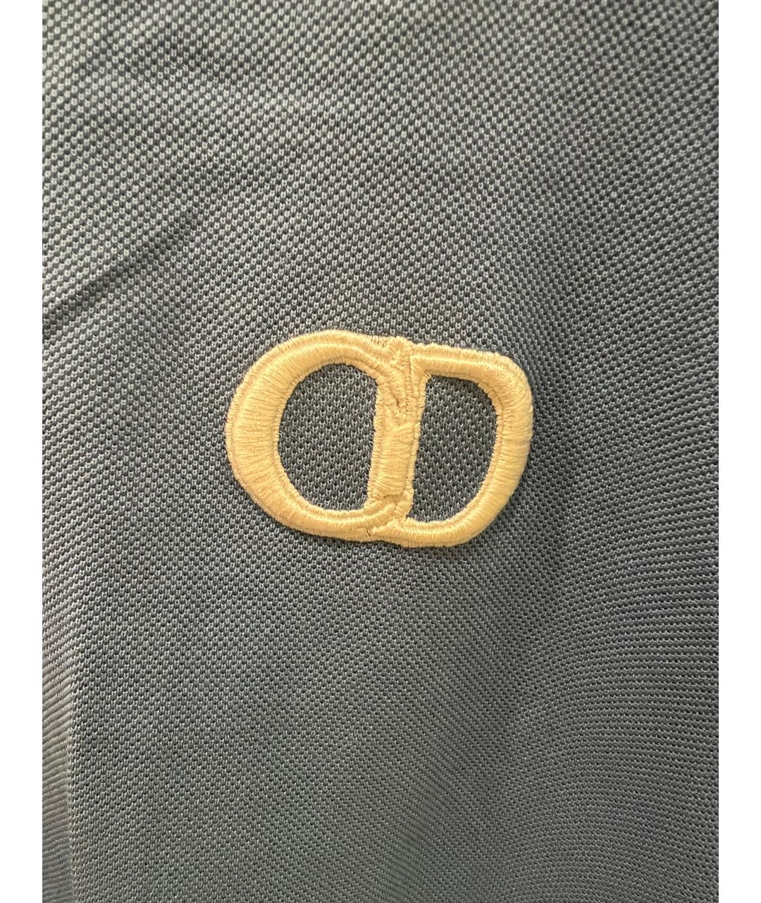 CHRISTIAN DIOR Голубое хлопковое поло с коротким рукавом, фото 2