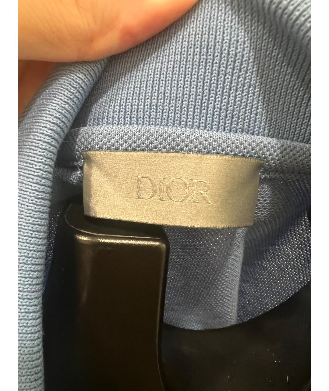 CHRISTIAN DIOR Голубое хлопковое поло с коротким рукавом, фото 3