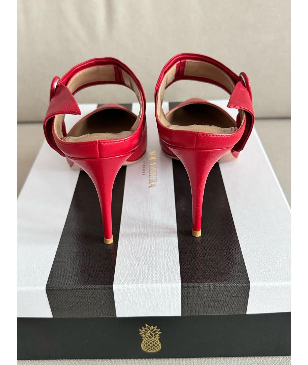 AQUAZZURA Красные кожаные мюли, фото 4