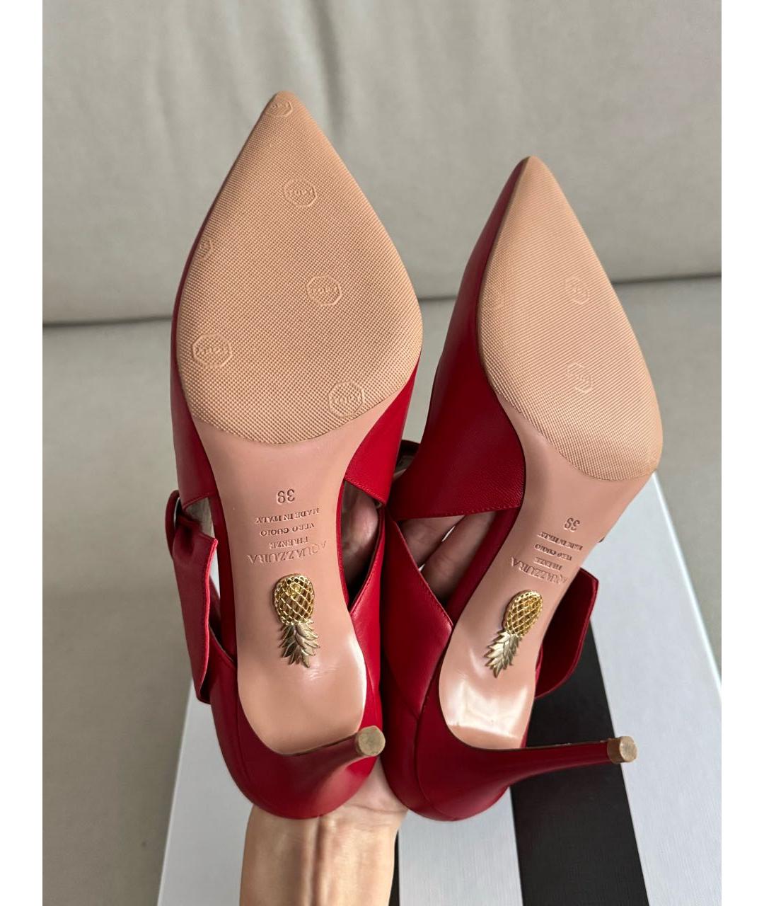 AQUAZZURA Красные кожаные мюли, фото 6