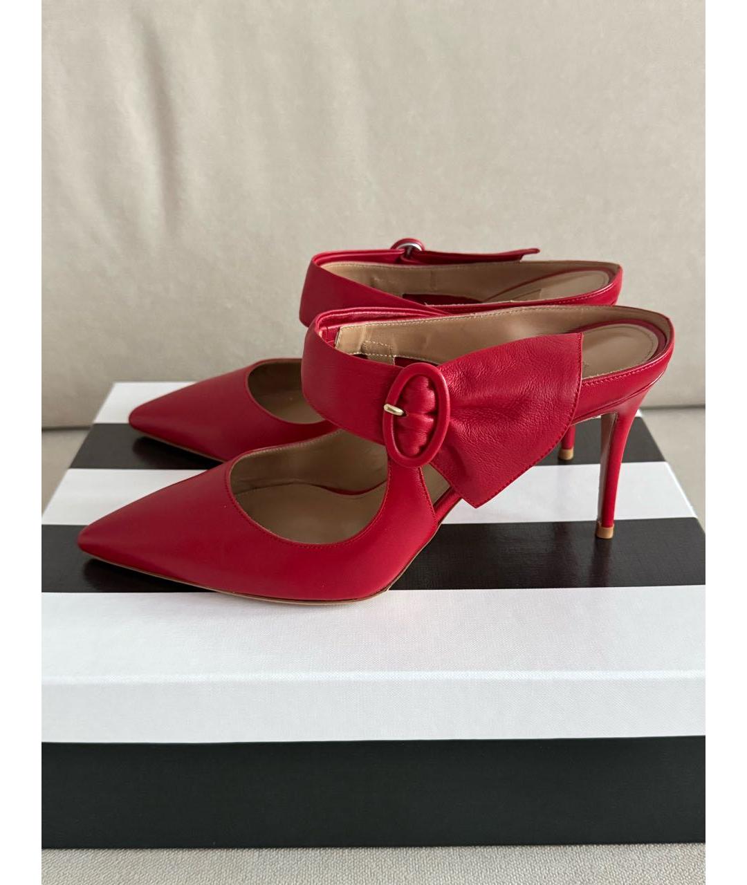 AQUAZZURA Красные кожаные мюли, фото 3
