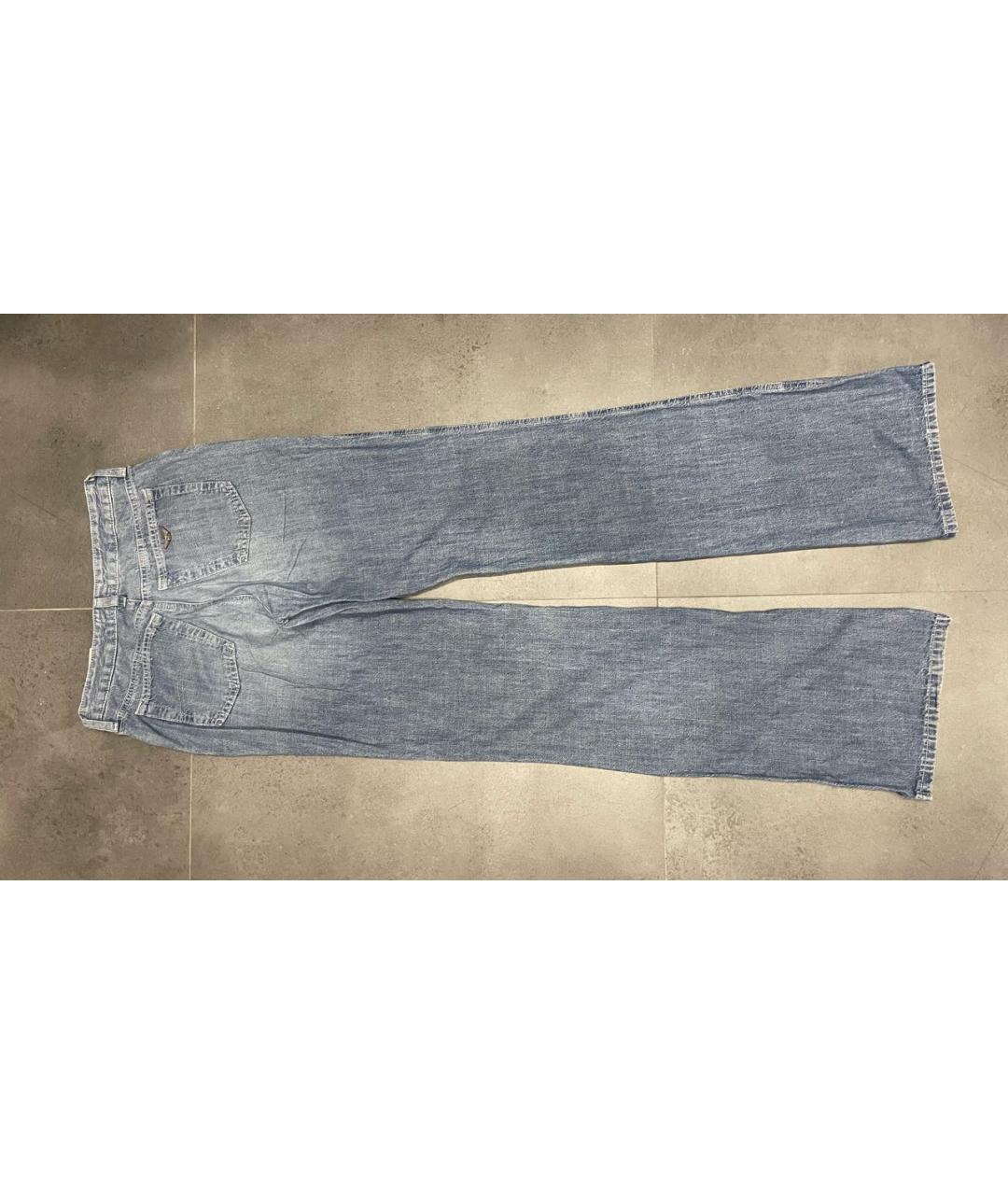 ARMANI JEANS Голубые хлопковые прямые джинсы, фото 2
