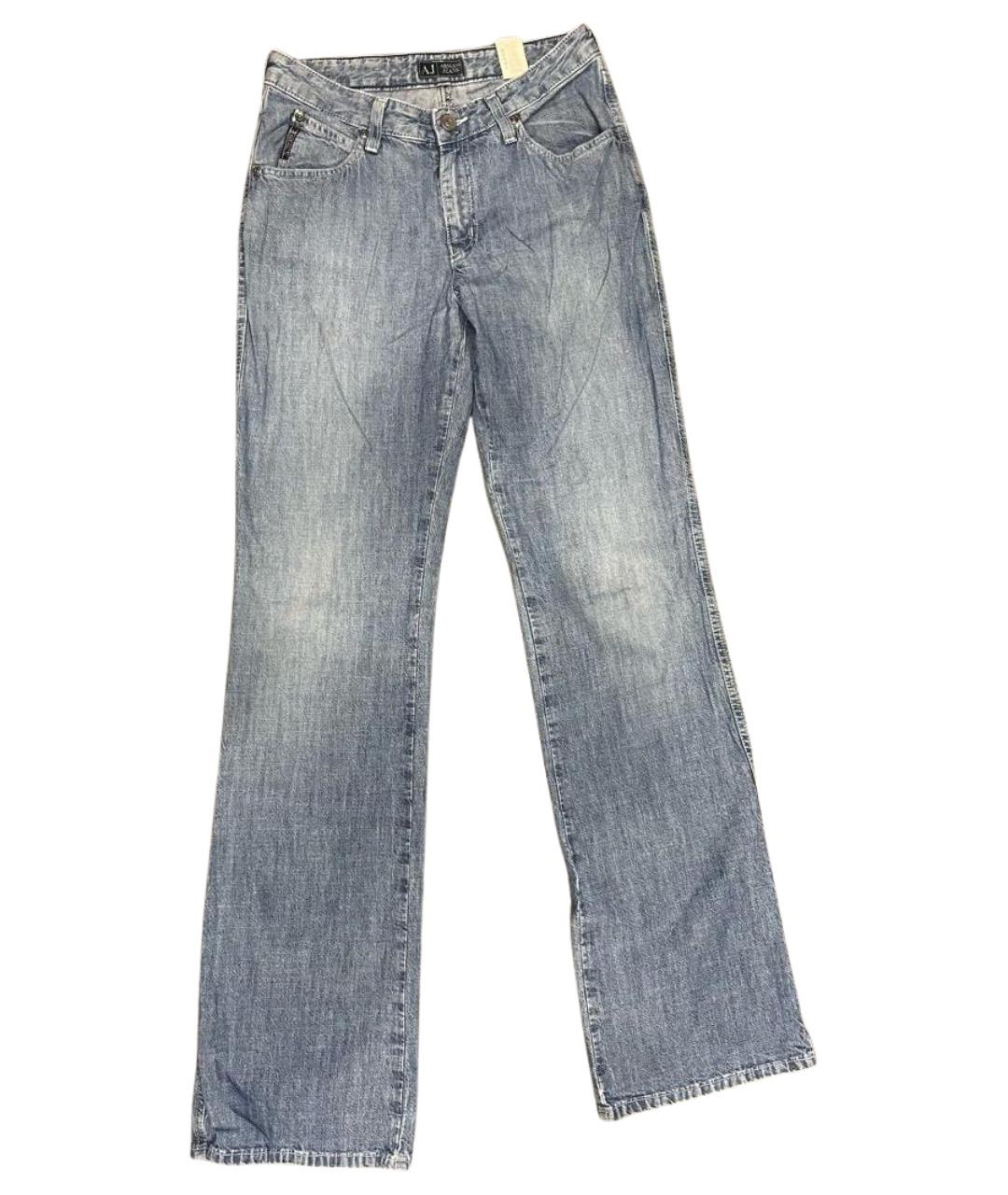 ARMANI JEANS Голубые хлопковые прямые джинсы, фото 1