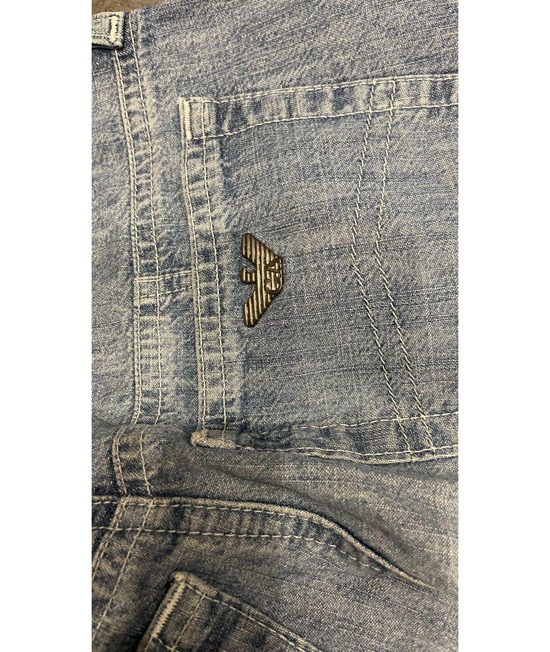ARMANI JEANS Голубые хлопковые прямые джинсы, фото 5
