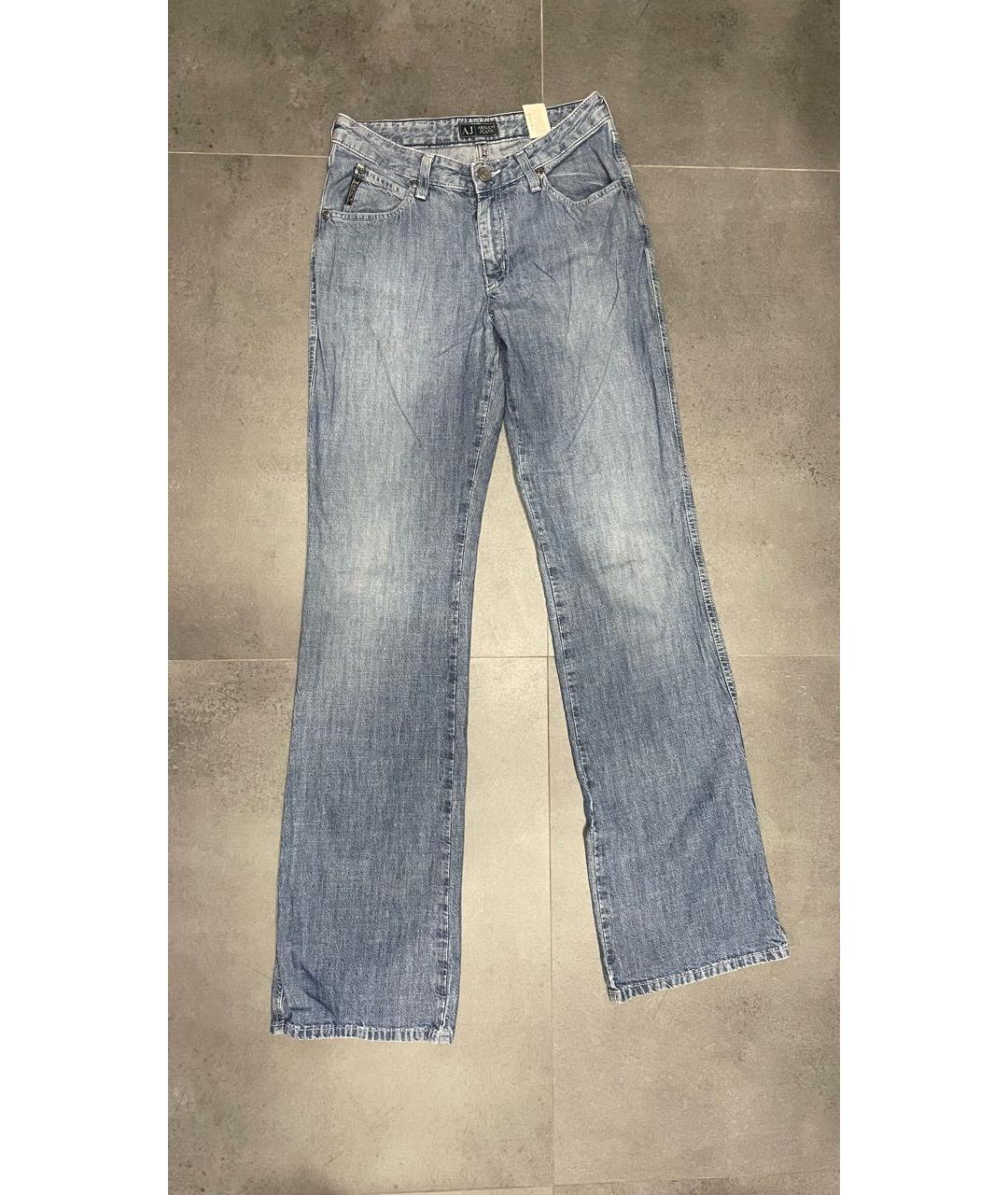 ARMANI JEANS Голубые хлопковые прямые джинсы, фото 6