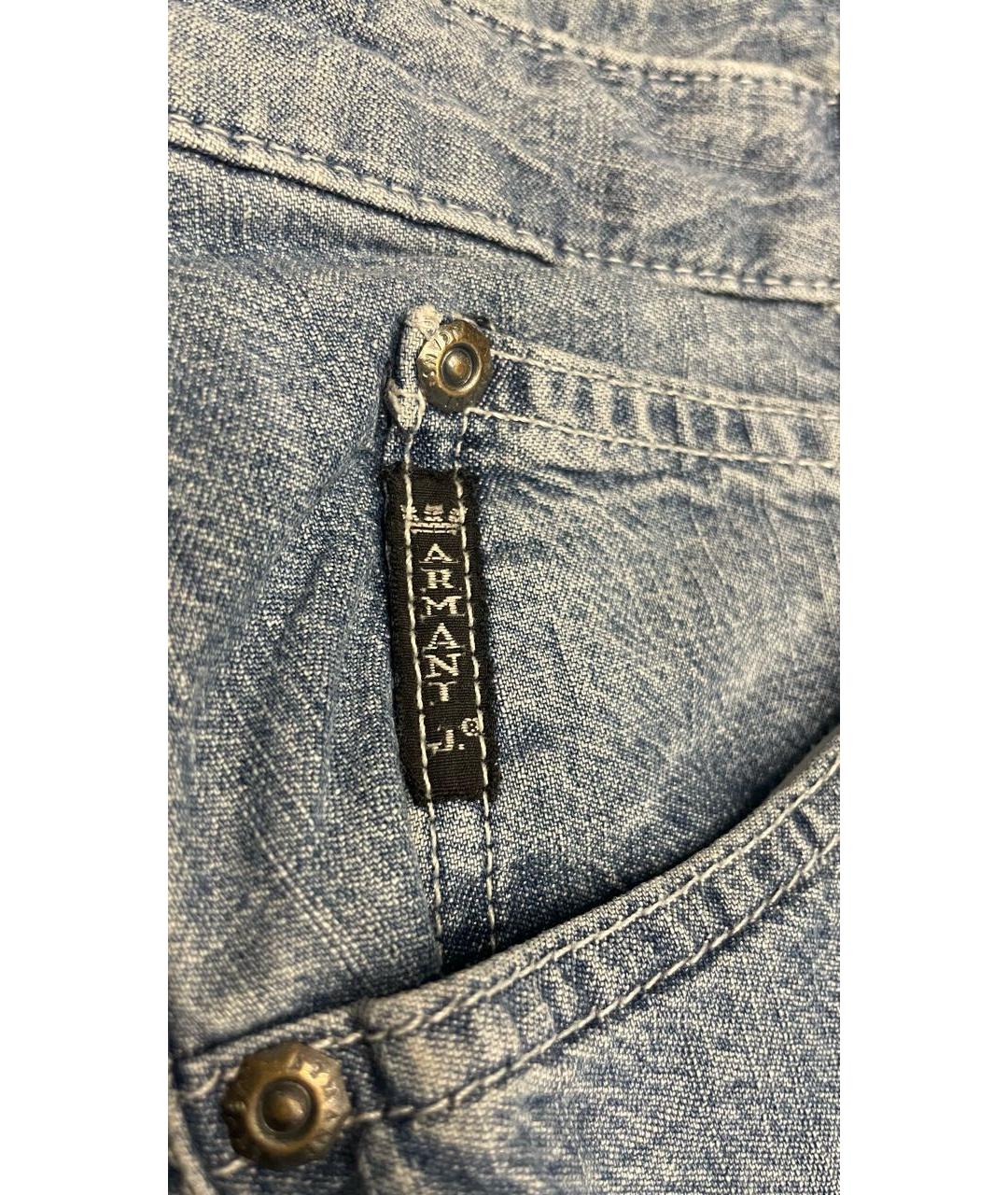 ARMANI JEANS Голубые хлопковые прямые джинсы, фото 4