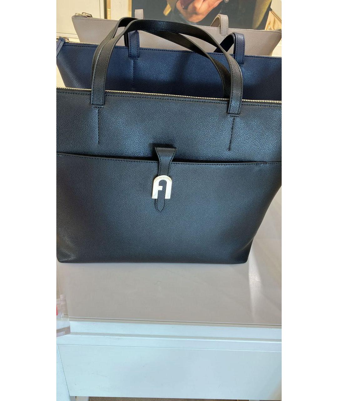 FURLA Черная кожаная сумка тоут, фото 3