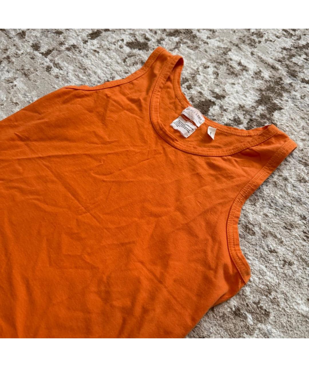 HELMUT LANG Оранжевая хлопковая майка, фото 3