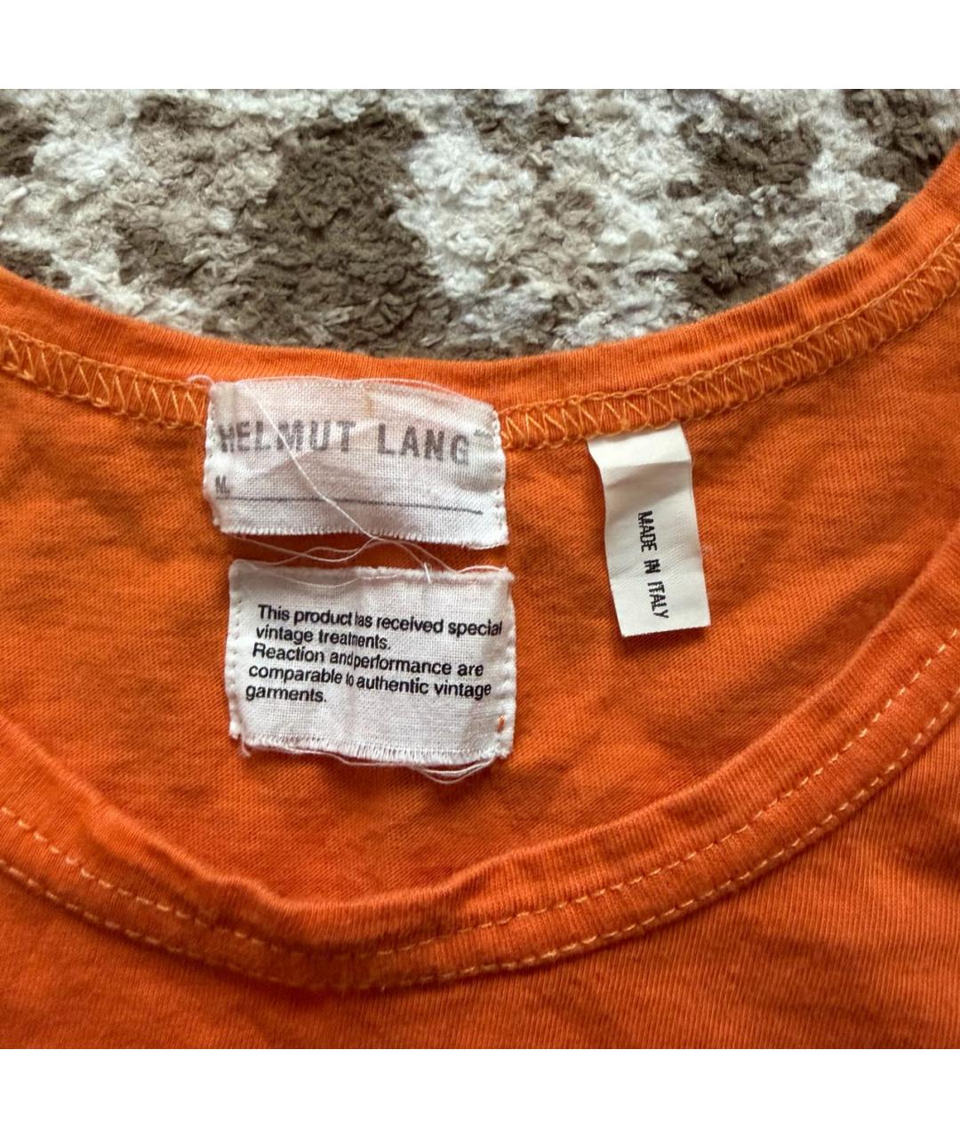 HELMUT LANG Оранжевая хлопковая майка, фото 4