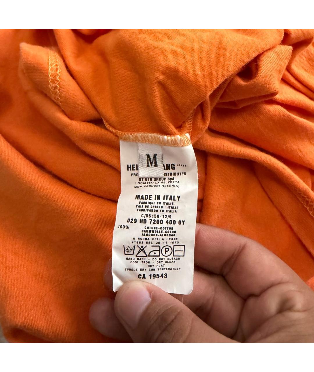 HELMUT LANG Оранжевая хлопковая майка, фото 5