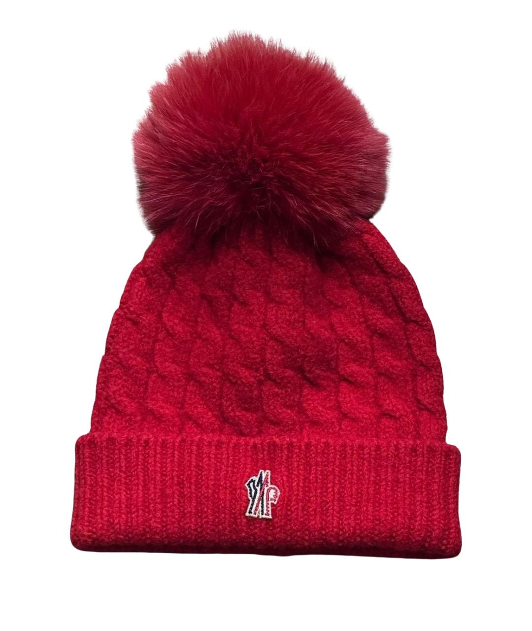 MONCLER Красная шерстяная шапка, фото 1