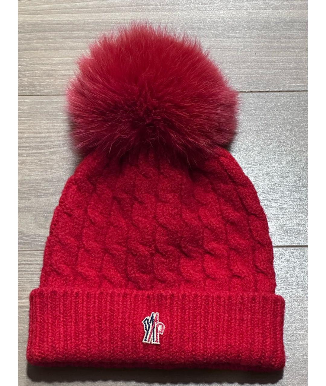 MONCLER Красная шерстяная шапка, фото 3