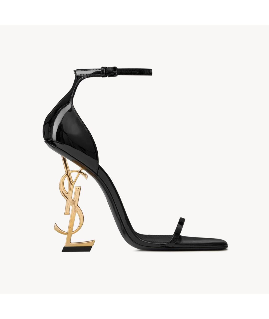 SAINT LAURENT Черные босоножки из лакированной кожи, фото 9