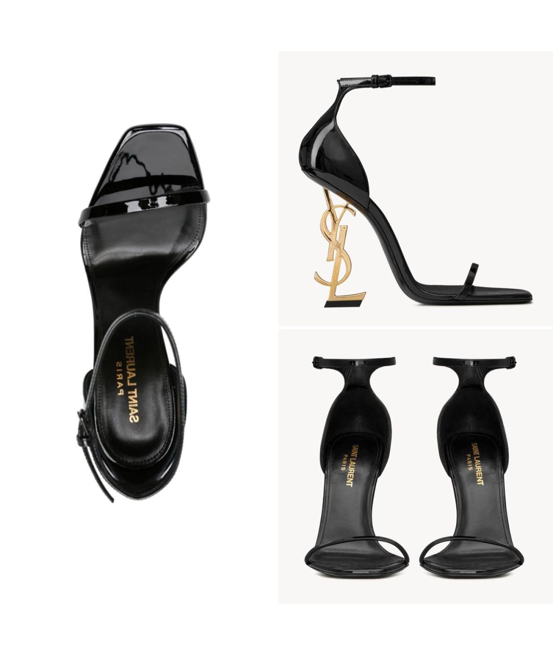 SAINT LAURENT Черные босоножки из лакированной кожи, фото 2