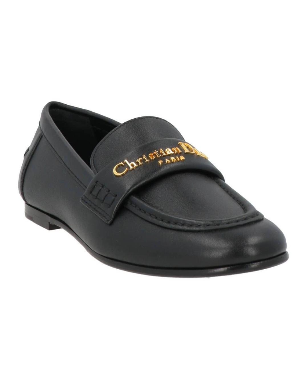 CHRISTIAN DIOR Черные кожаные лоферы, фото 2