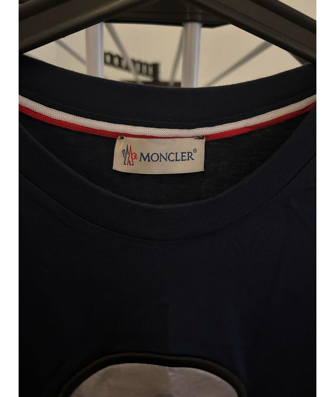 MONCLER Темно-синяя хлопковая футболка, фото 3