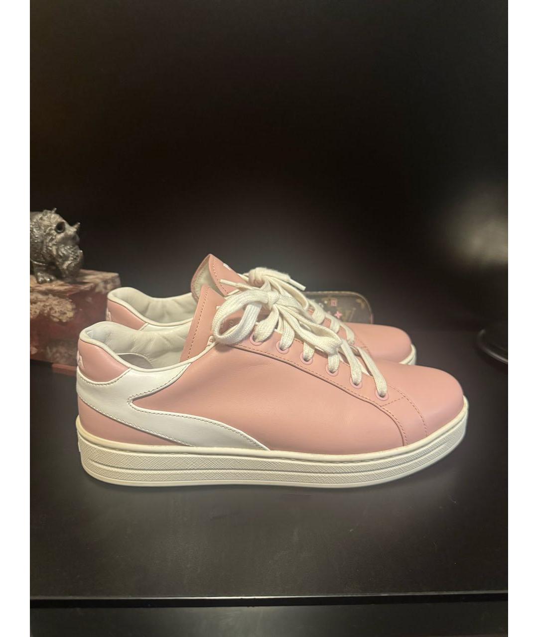 PRADA Розовые кожаные кеды, фото 5