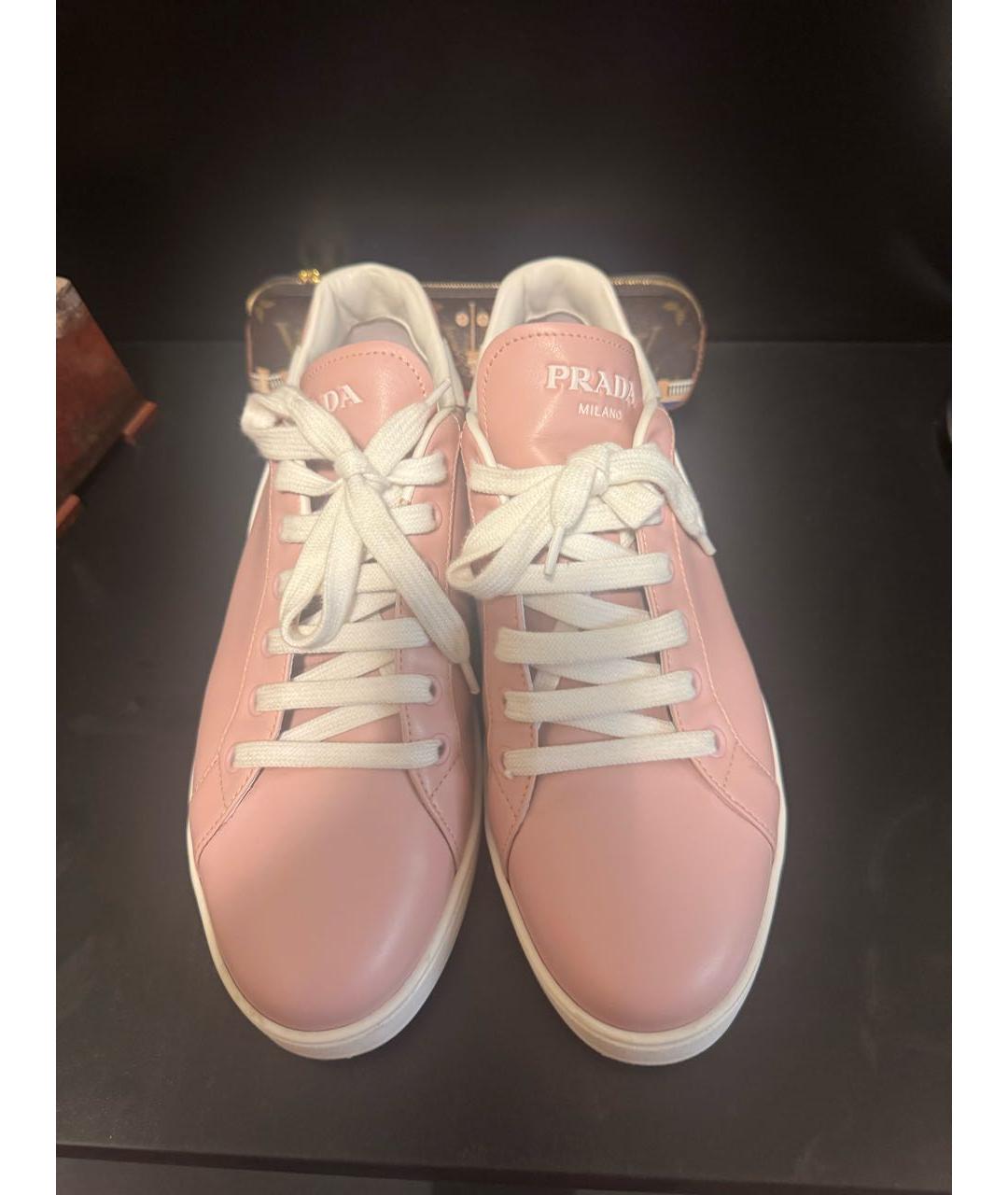PRADA Розовые кожаные кеды, фото 2