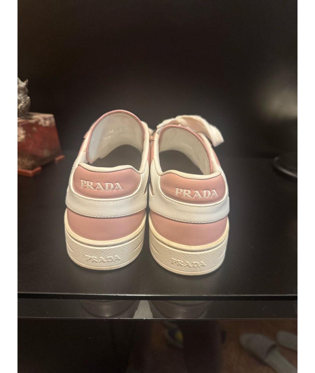 PRADA Розовые кожаные кеды, фото 4