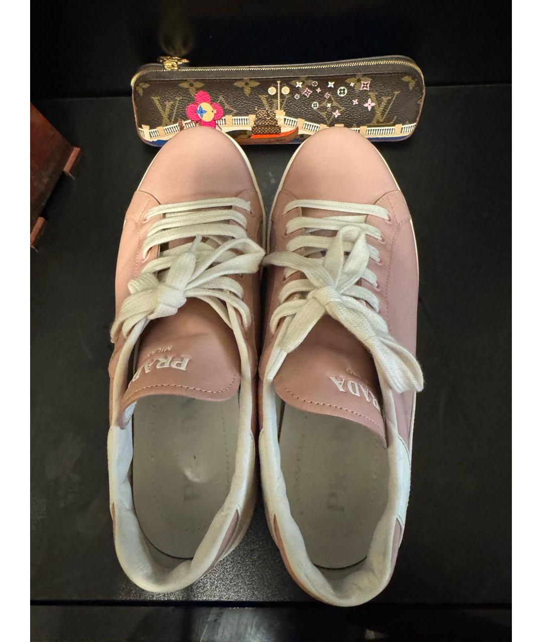 PRADA Розовые кожаные кеды, фото 3