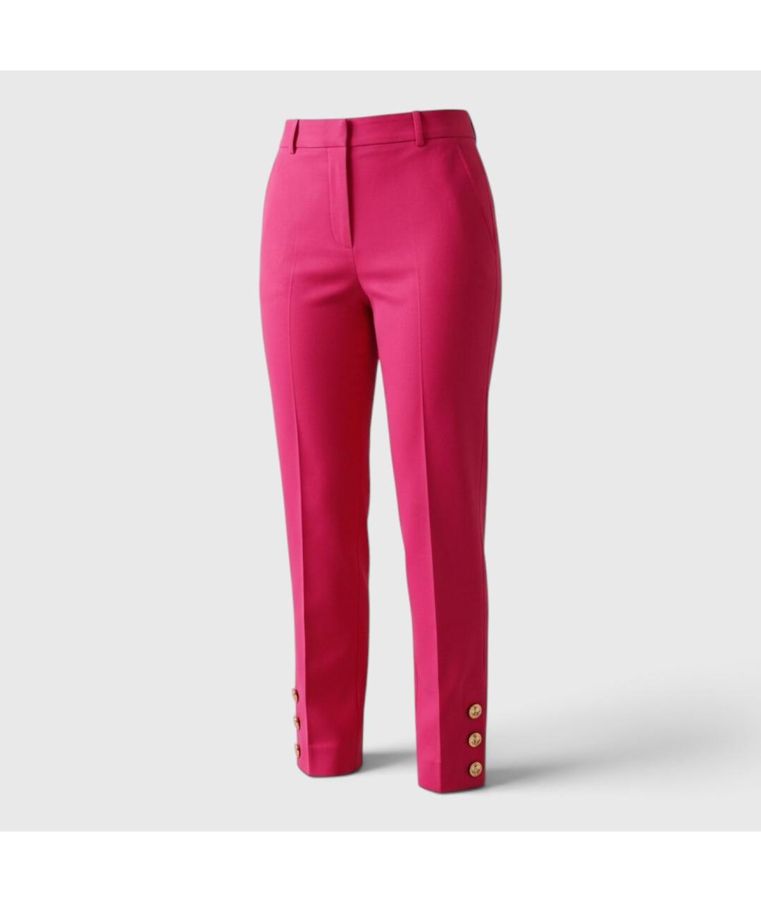 MAX MARA Розовые хлопко-эластановые брюки узкие, фото 10